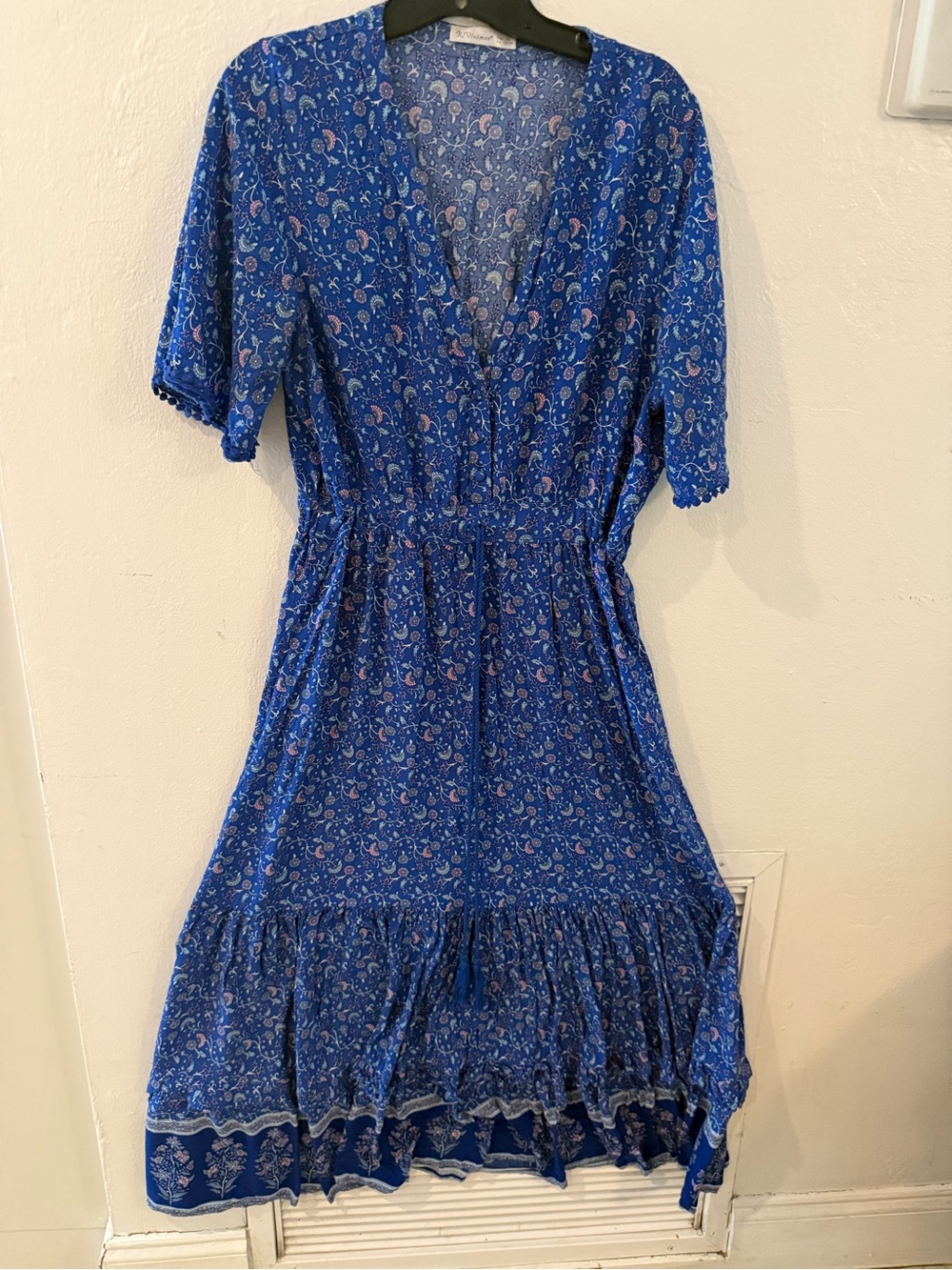 Blue Floral V-Neck Maxi Dress